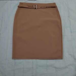 Zara Belted Pencil Skirt Women's M Tan Stretch